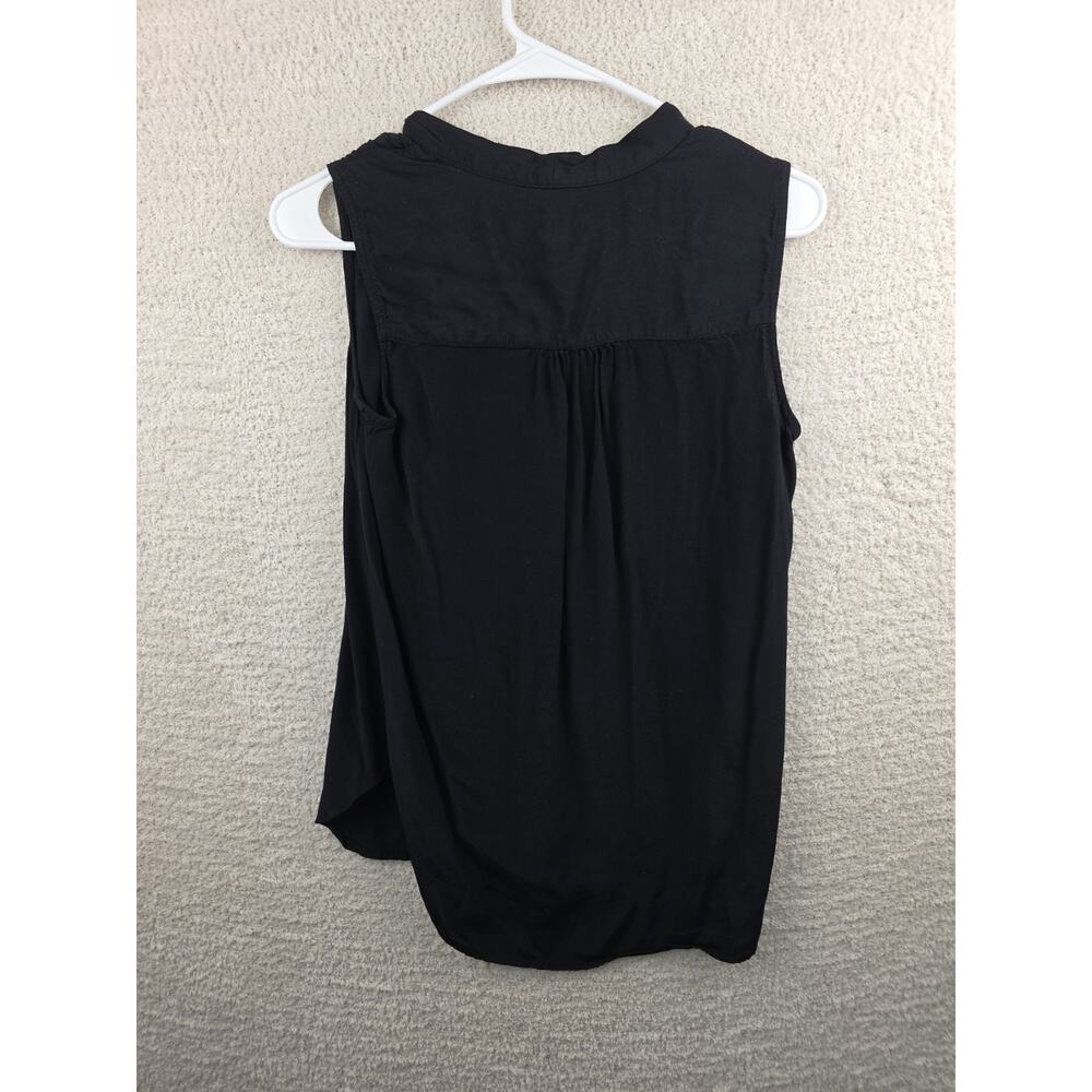 Gap Women's Black Sleeveless V-Neck Pleated Blouse Size XS - Picture 3 of 7